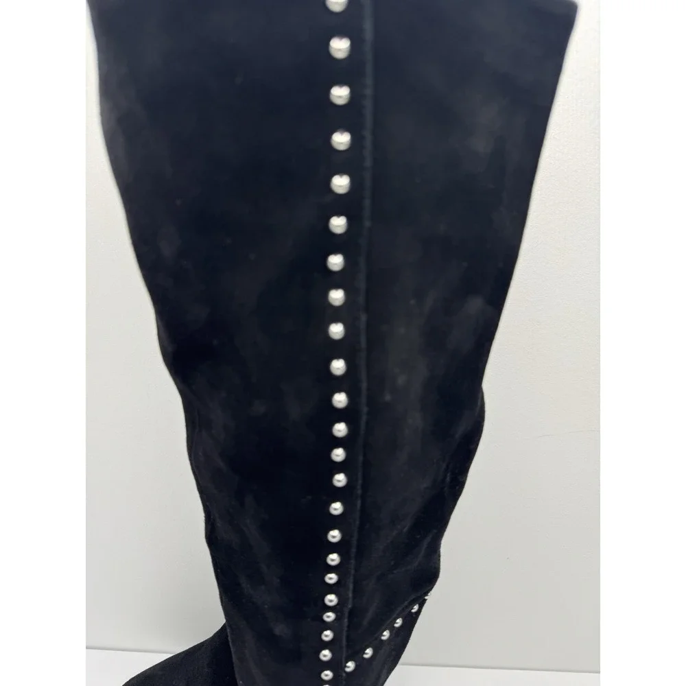 Design Lab Lord & Taylor 'Odel' Black Suede Studded‎ Over the Knee Boots Sz 7